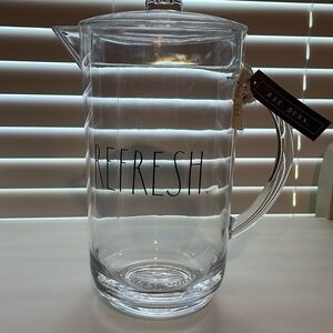 Rae Dunn Clear Acrylic Pitcher  'REFRESH’'